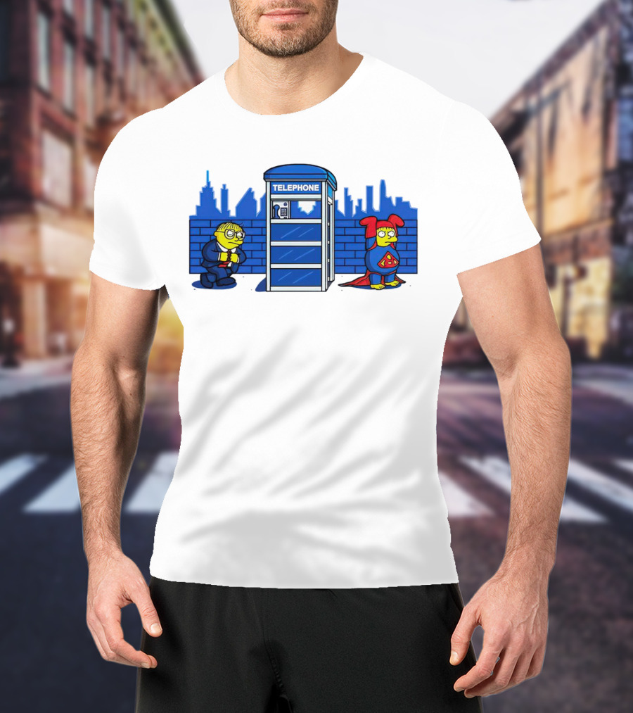 Simpson Telephone Booth Superhero Transform T-Shirt