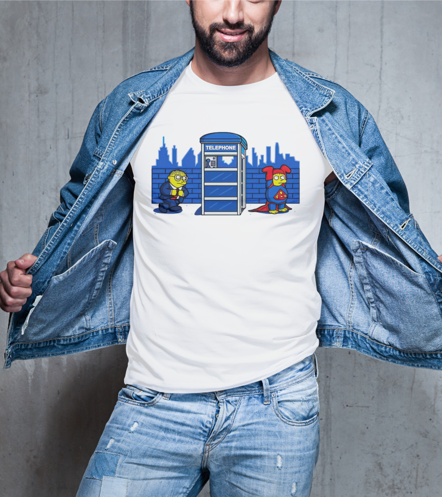 Simpson Telephone Booth Superhero Transform T-Shirt