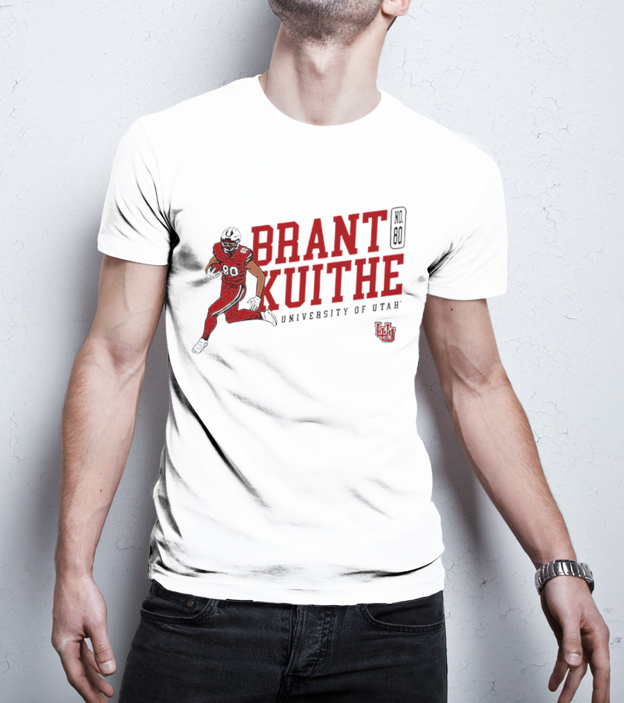 Brant Kuithe No. 80 University Of Utah Utes Football Caricature T-Shirt