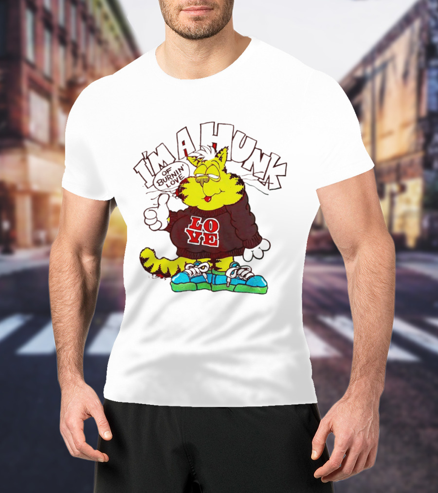 Garfield I'm A Hunk Of Burnin Love With Bold Sweater And Sneakers T-Shirt