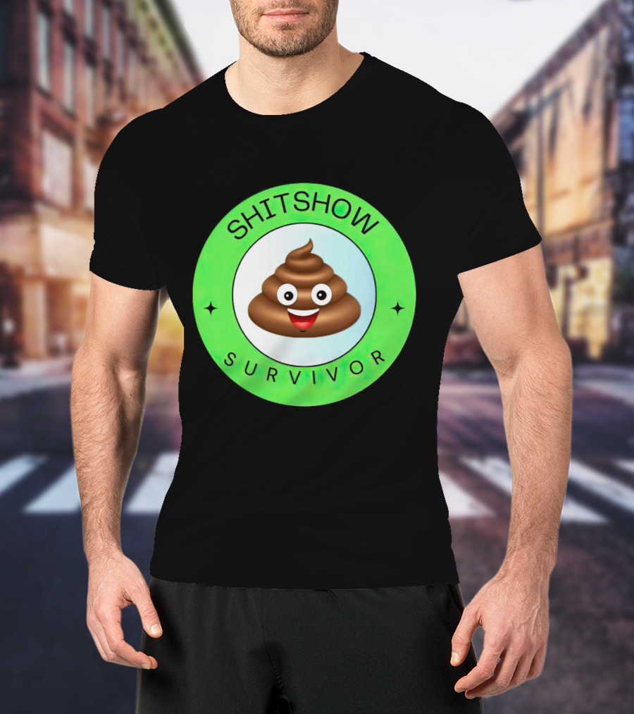 Shitshow Survivor Poop Emoji Circle Emblem T-Shirt