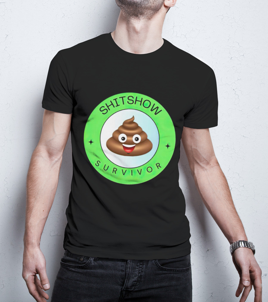 Shitshow Survivor Poop Emoji Circle Emblem T-Shirt