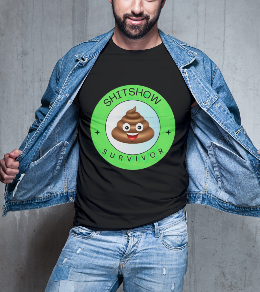 Shitshow Survivor Poop Emoji Circle Emblem T-Shirt