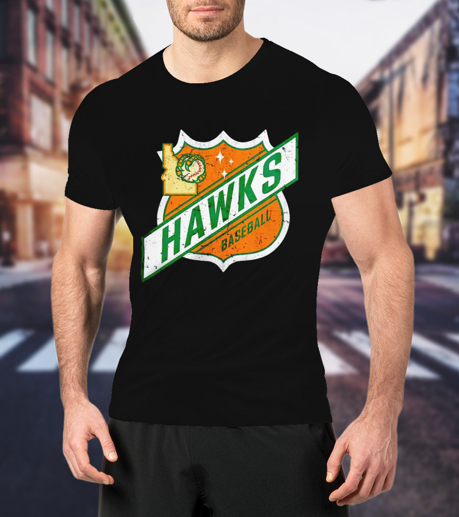 Hawks Baseball Idaho Highway Shield T-Shirt
