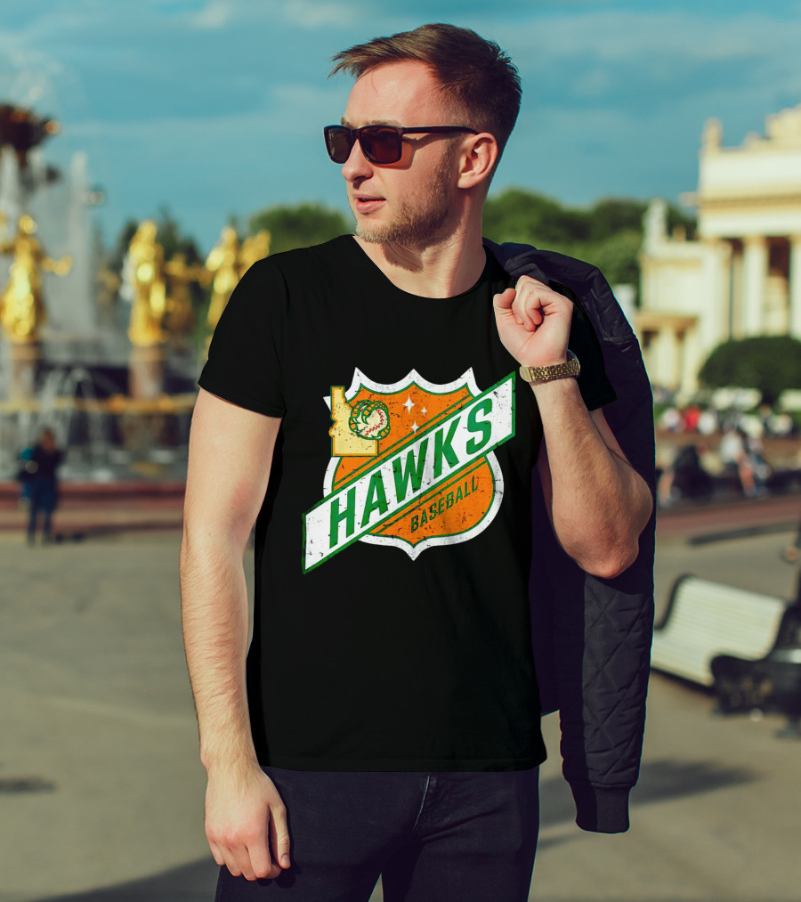 Hawks Baseball Idaho Highway Shield T-Shirt