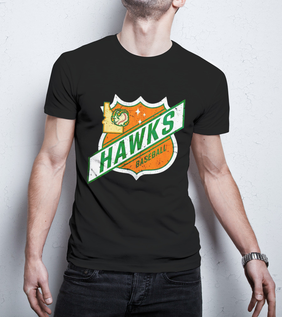 Hawks Baseball Idaho Highway Shield T-Shirt