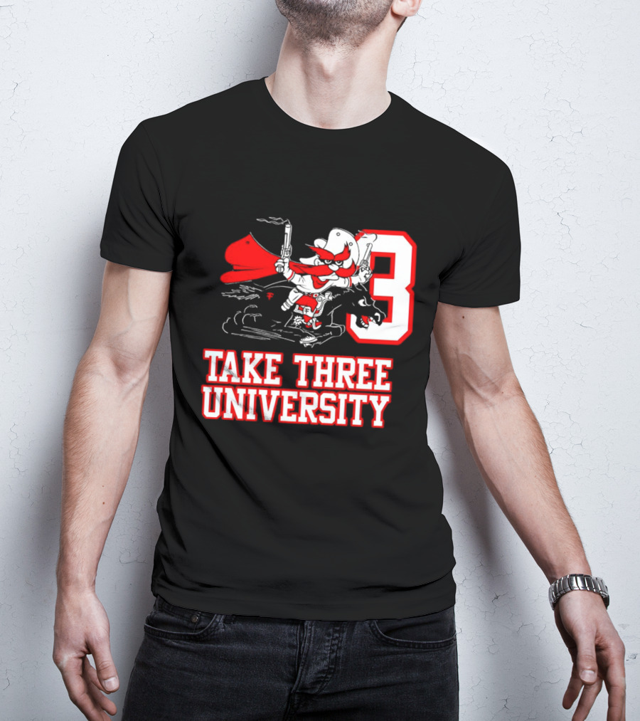 Joey Mcguire Take Three University Red Raider Character Number 3 T-Shirt