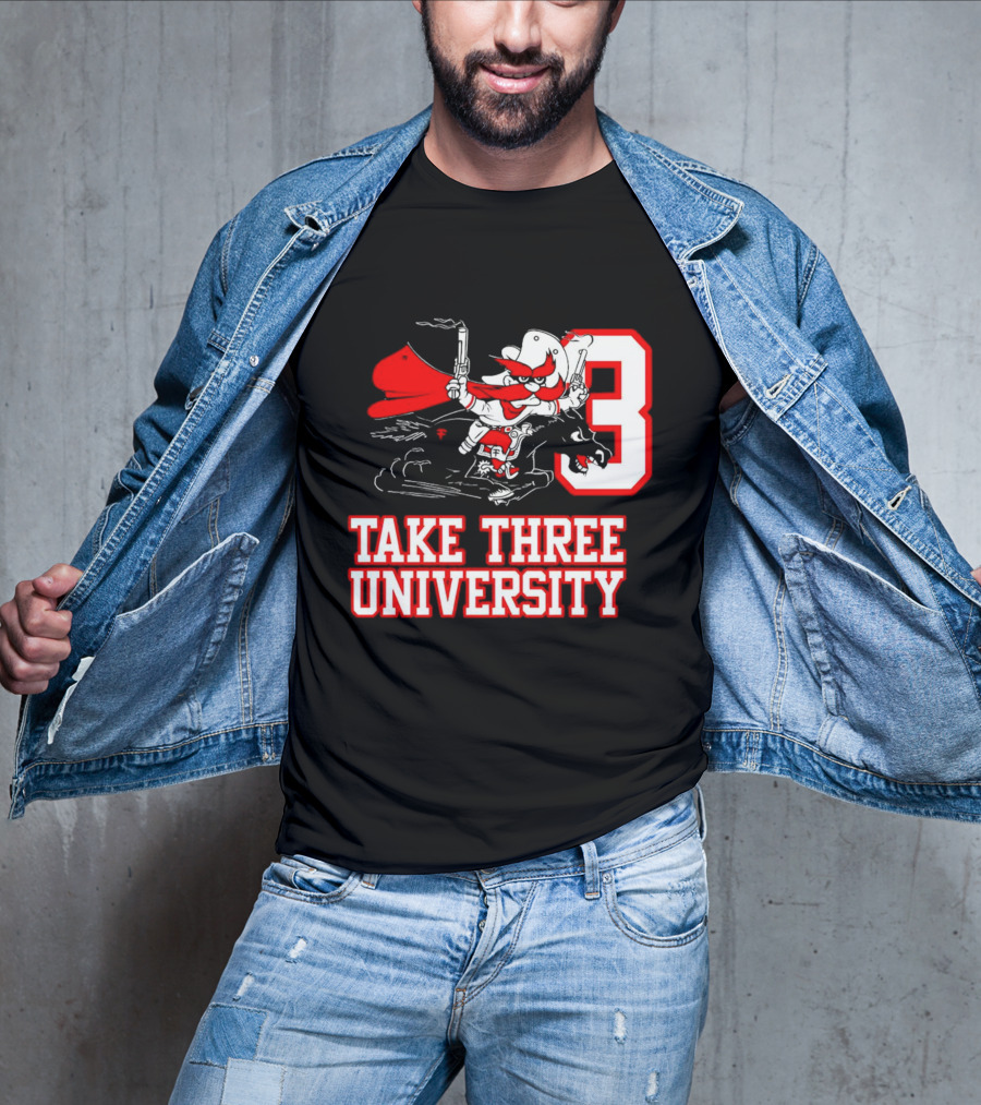 Joey Mcguire Take Three University Red Raider Character Number 3 T-Shirt