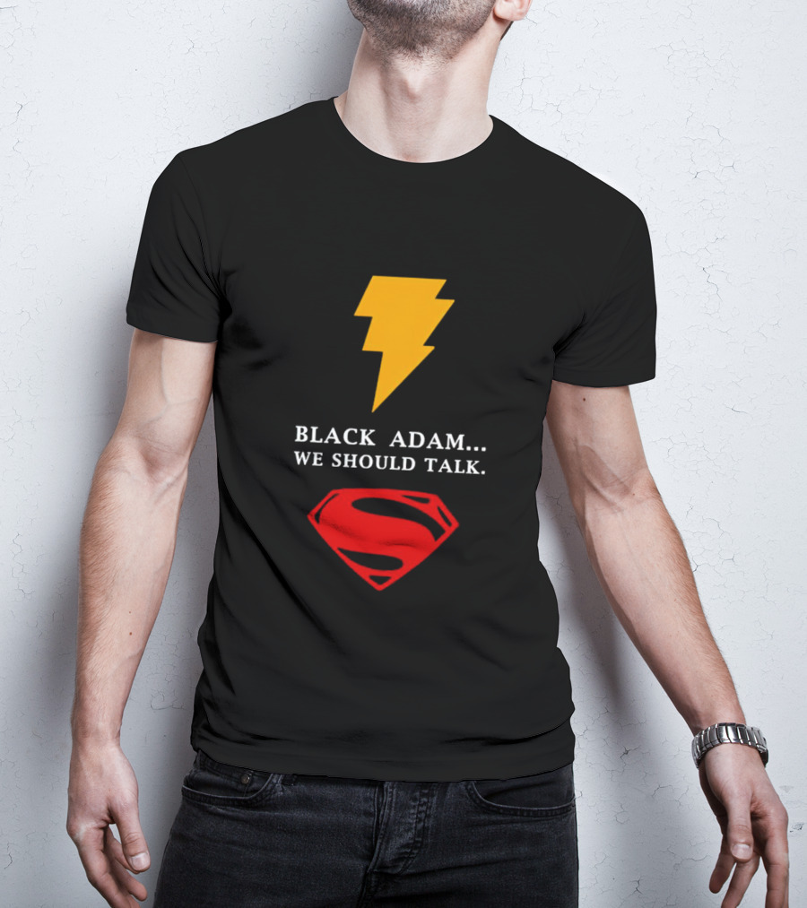Black Adam We Should Talk Lightning Bolt Superman Emblem T-Shirt