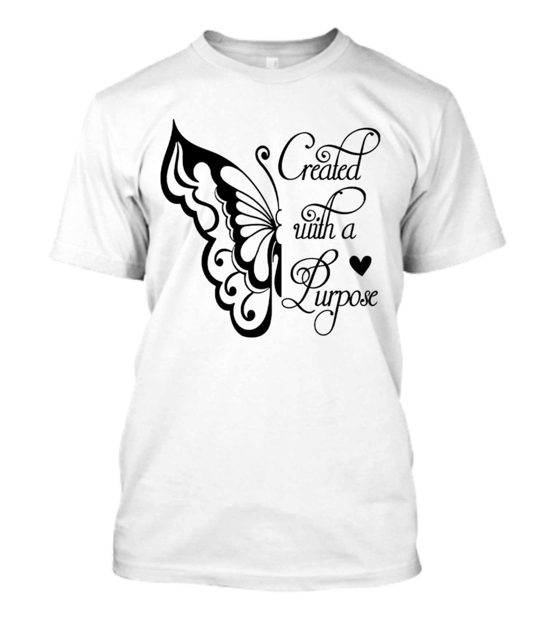 Created With A Purpose Butterfly Heart T-Shirt