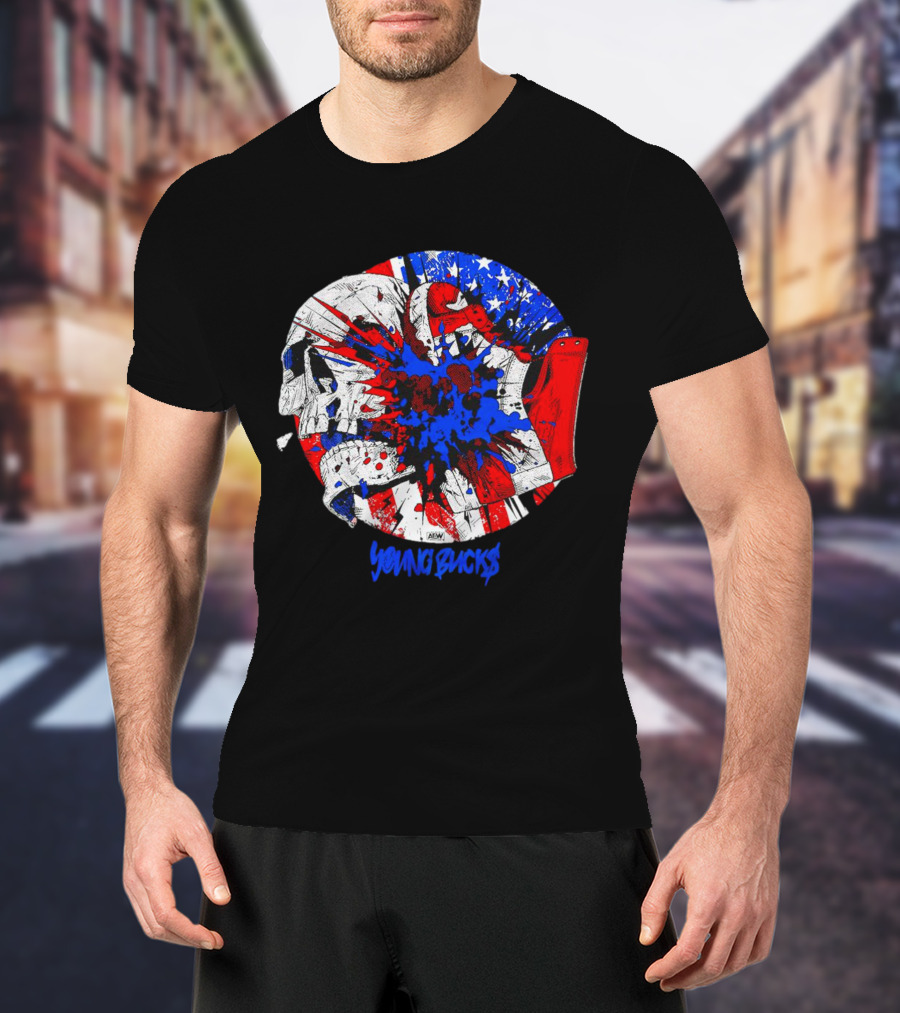 Young Bucks AEW Explosive American Skull Burst T-Shirt