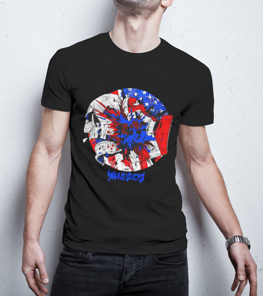 Young Bucks AEW Explosive American Skull Burst T-Shirt