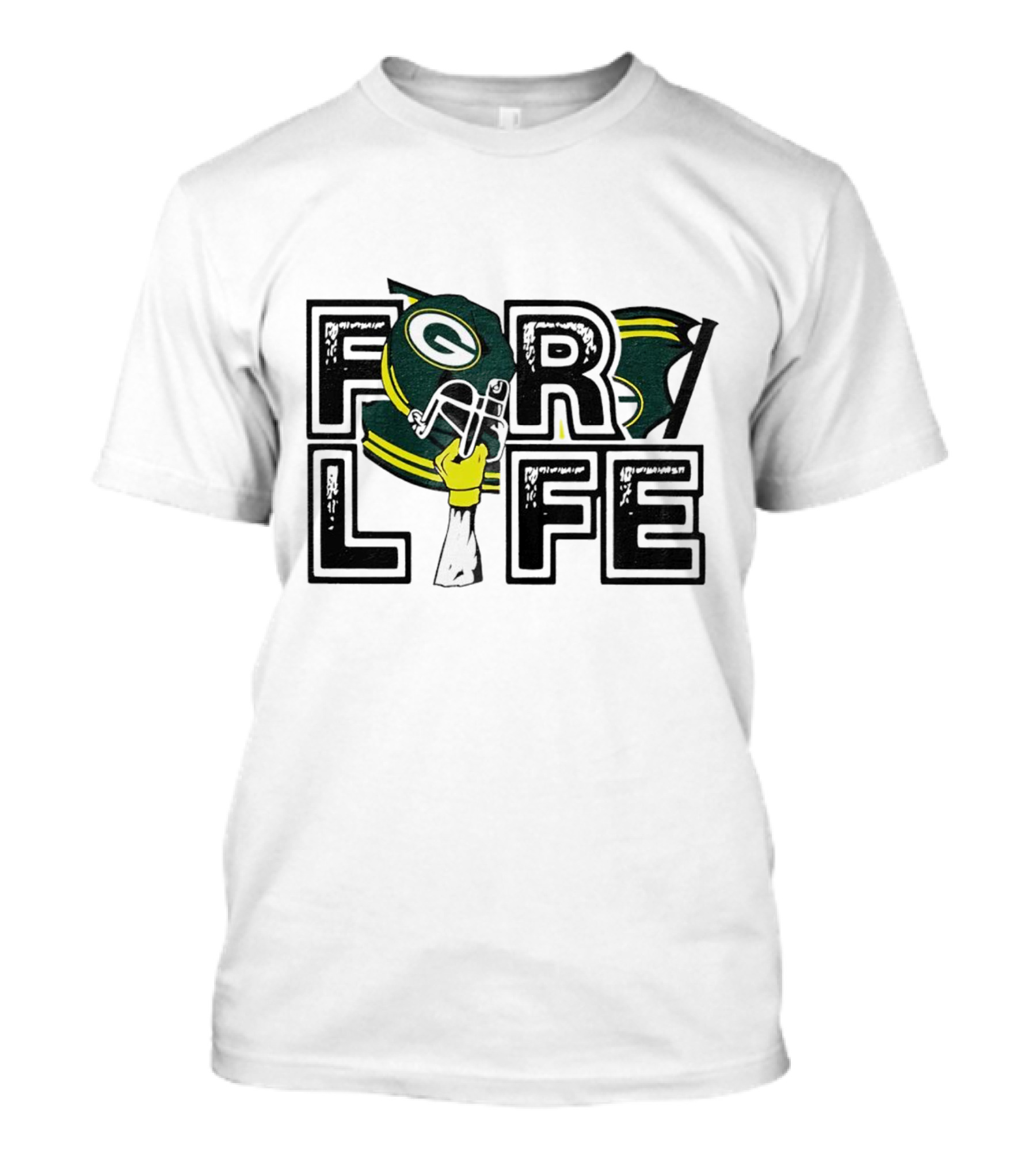 Green Bay Packers Helmet And Fist For Life T-Shirt