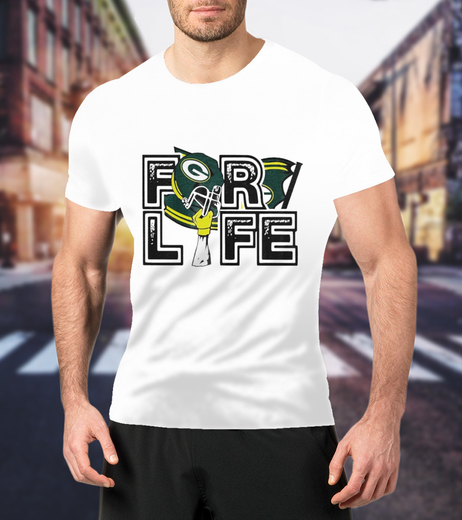 Green Bay Packers Helmet And Fist For Life T-Shirt