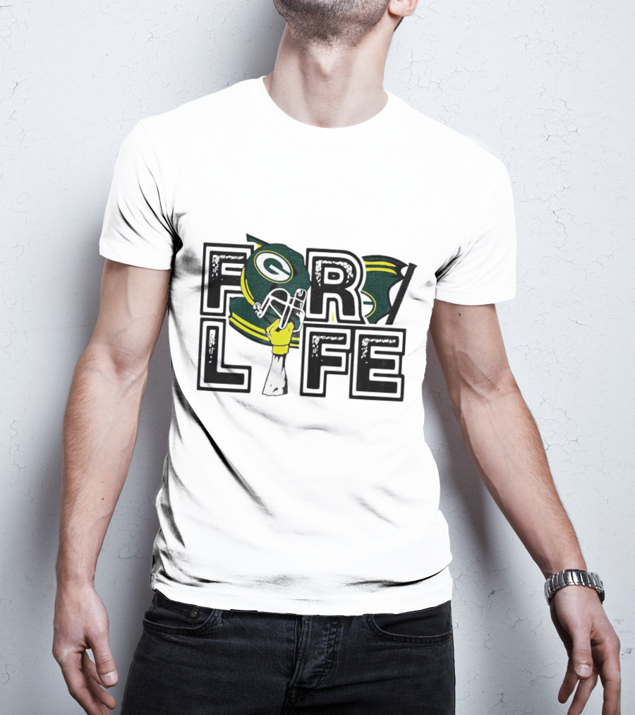 Green Bay Packers Helmet And Fist For Life T-Shirt