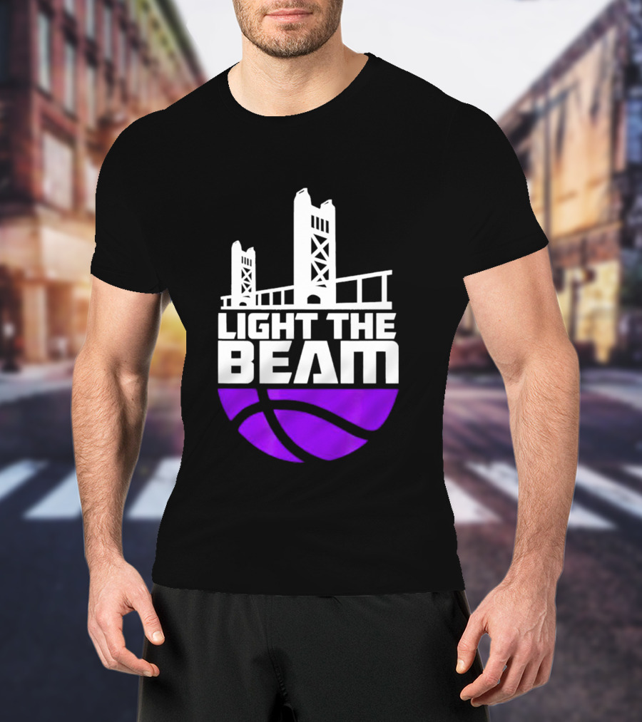 Light The Beam Sacramento Kings Skyline Basketball T-Shirt