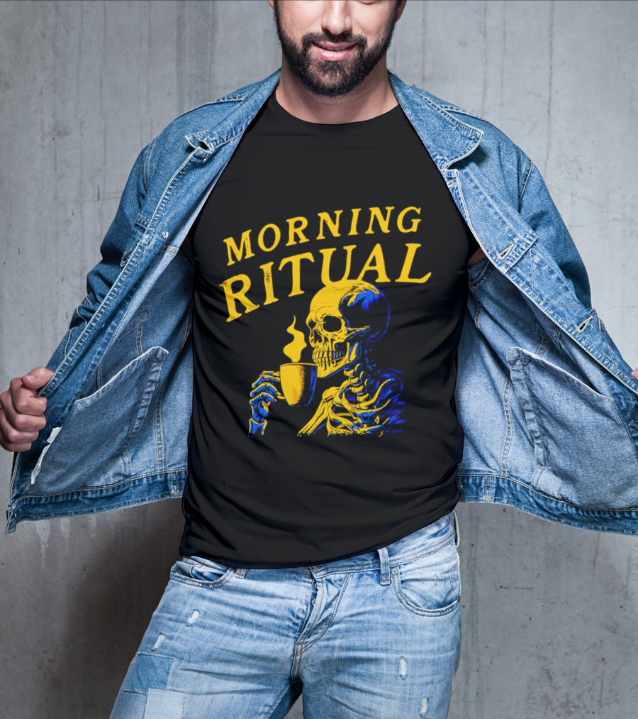 Morning Ritual Skeleton Coffee Cup T-Shirt