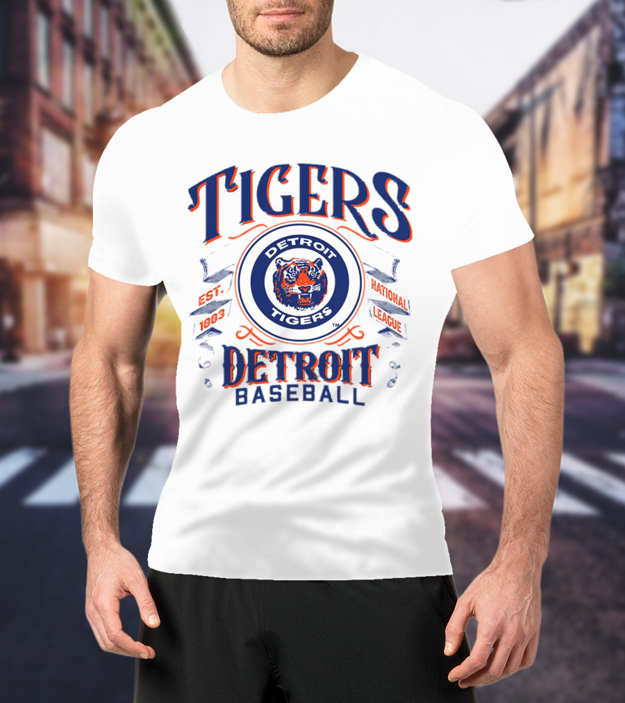 Tigers Detroit Baseball Est 1883 National League Detroit Tigers T-Shirt
