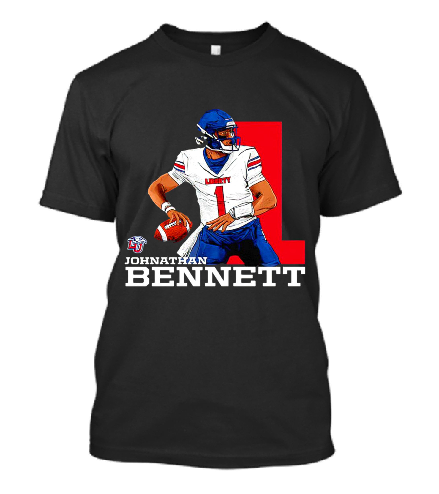Johnathan Bennett Liberty Flames NCAA Football Quarterback Caricature T-Shirt