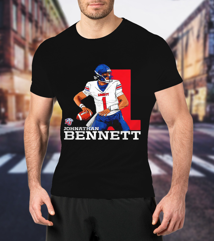 Johnathan Bennett Liberty Flames NCAA Football Quarterback Caricature T-Shirt