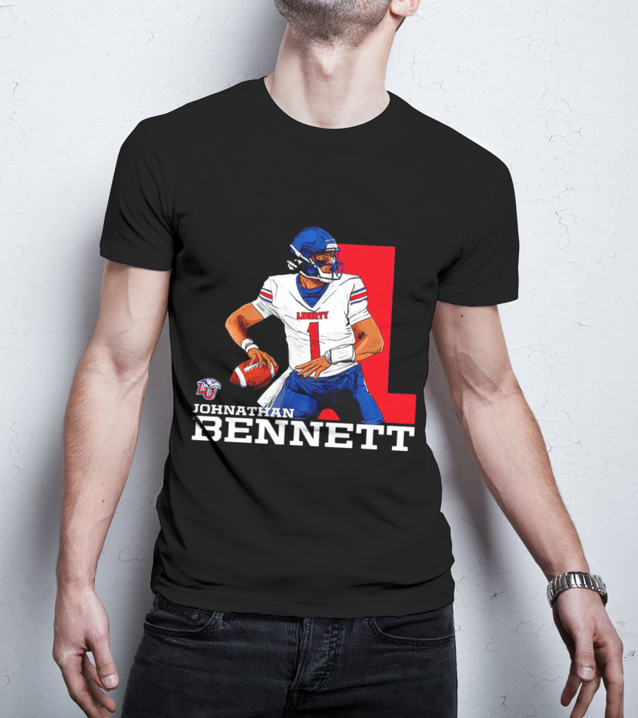 Johnathan Bennett Liberty Flames NCAA Football Quarterback Caricature T-Shirt