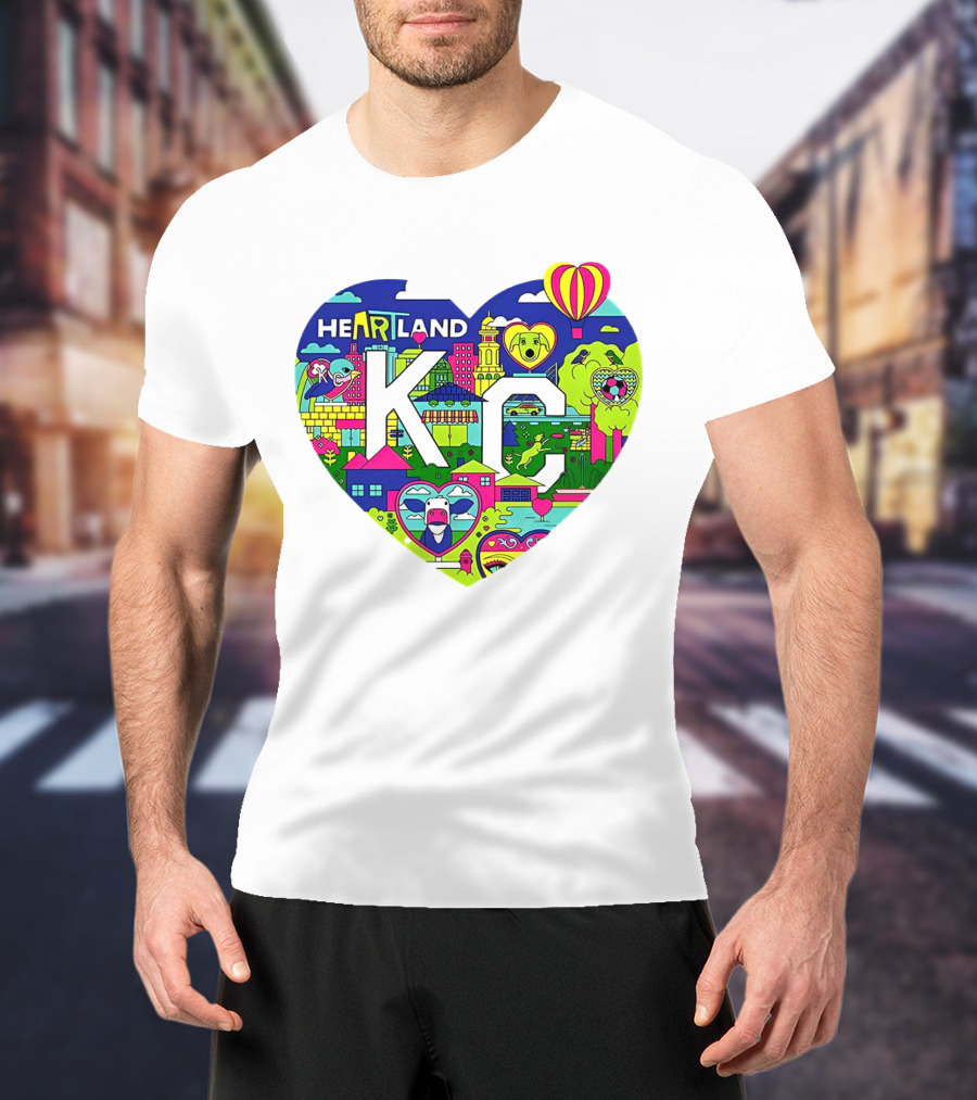 Heartland KC Colorful Parade Of Hearts Kansas City T-Shirt