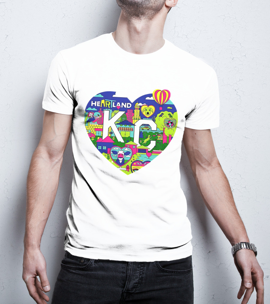 Heartland KC Colorful Parade Of Hearts Kansas City T-Shirt