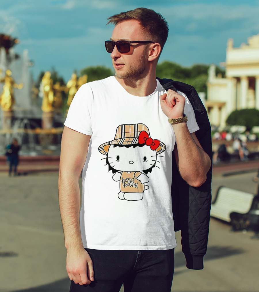 Peso Pluma Hello Kitty Plaid Hat Red Bow T-Shirt