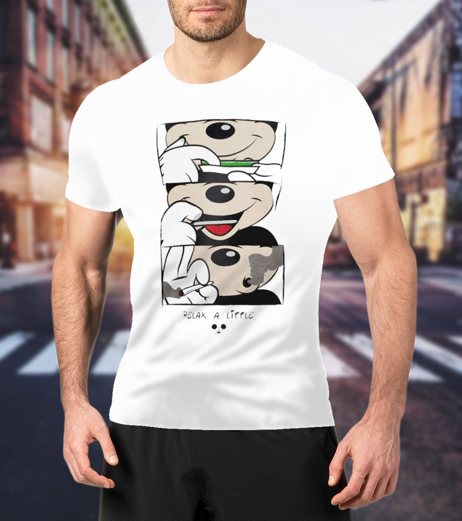 Mickey Relax A Little Smoking Cartoon Comic Strip T-Shirt