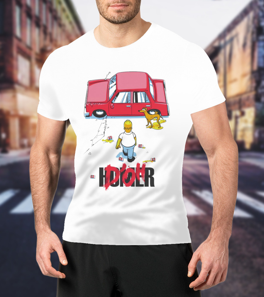 The Simpsons D’Oh Homer Red Car And Dog T-Shirt