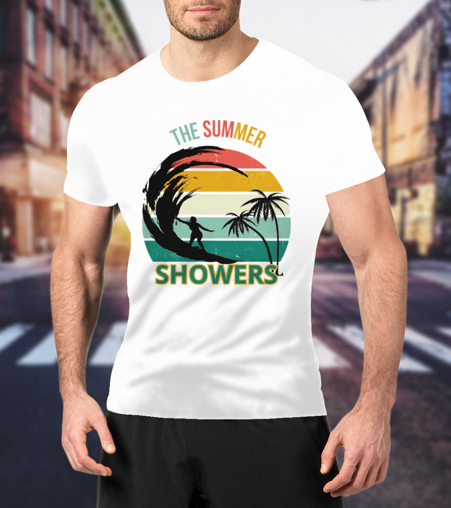 The Summer Showers Surfing Vintage Stripes T-Shirt
