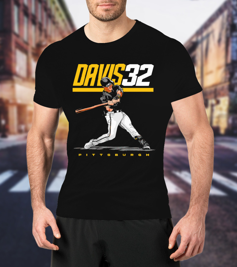 Davis 32 Pittsburgh Baseball Player Swinging Bat T-Shirt