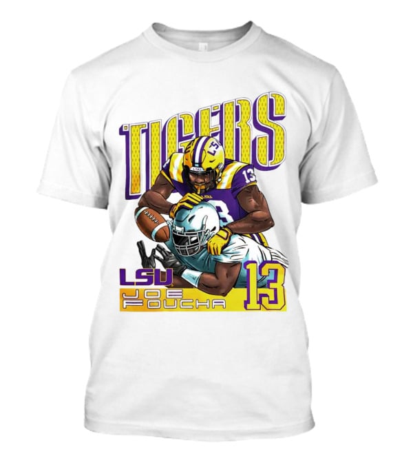 LSU Tigers Joe Foucha 13 Football Tackle T-Shirt