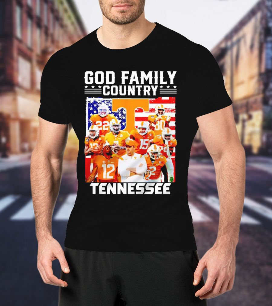 God Family Country Tennessee Volunteers Football American Flag T-Shirt