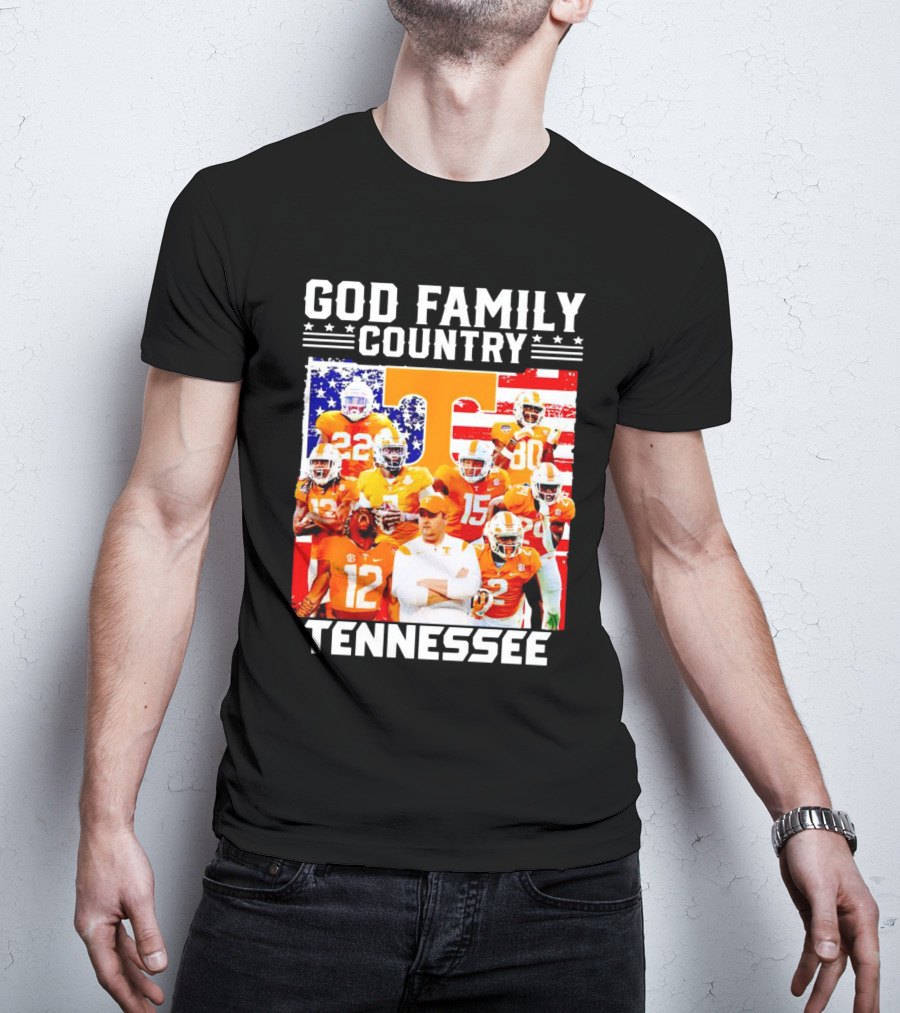 God Family Country Tennessee Volunteers Football American Flag T-Shirt