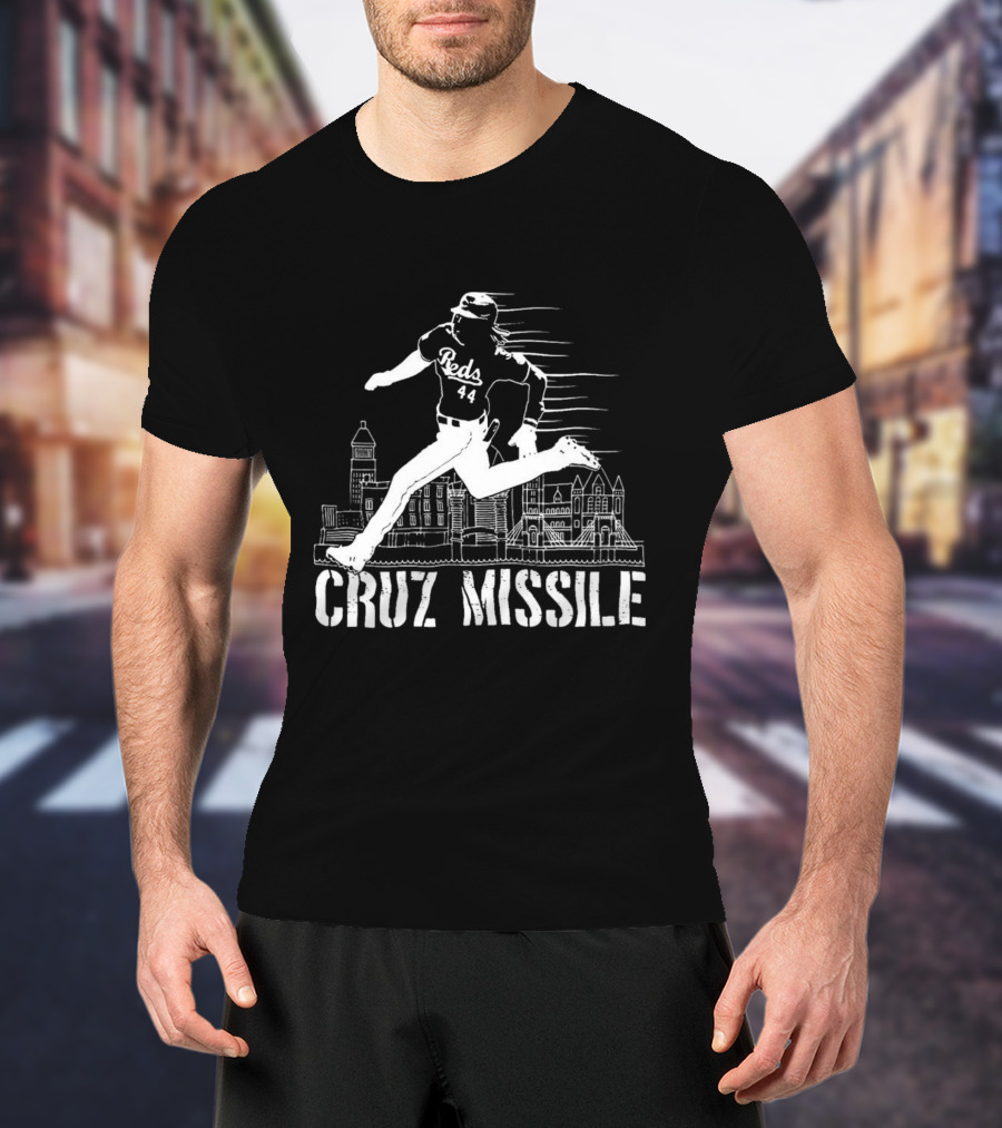 Cruz Missile Elly De La Cruz Cincinnati Reds 44 Running Skyline T-Shirt