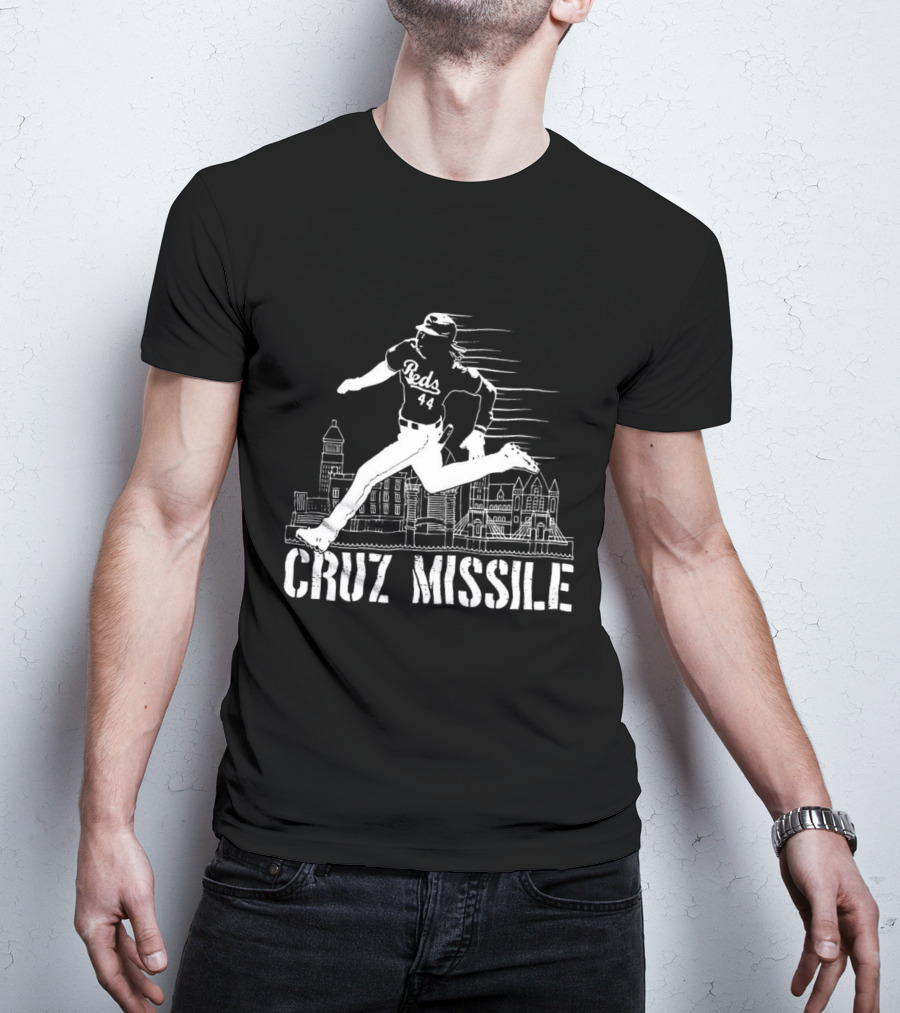 Cruz Missile Elly De La Cruz Cincinnati Reds 44 Running Skyline T-Shirt