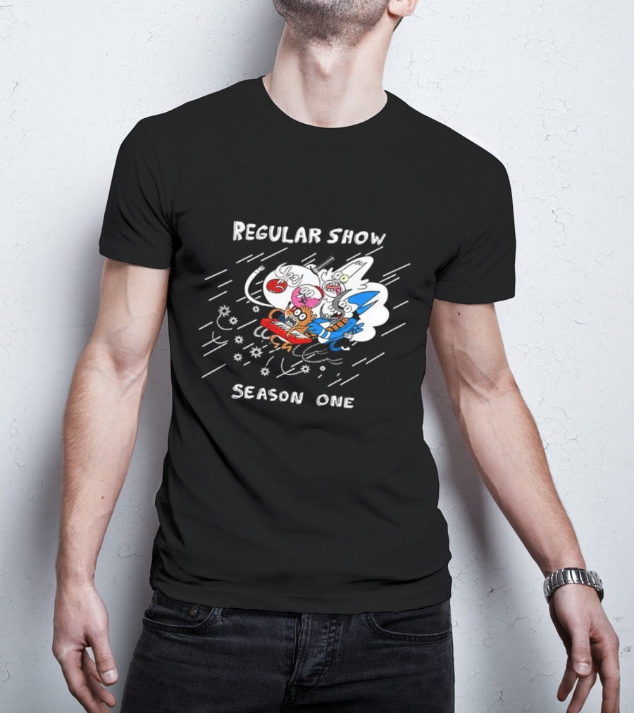 Regular Show Season One Animated Characters In Action T-Shirt