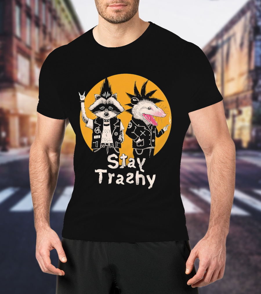 Stay Trashy Rock And Roll Punk Raccoon And Possum T-Shirt