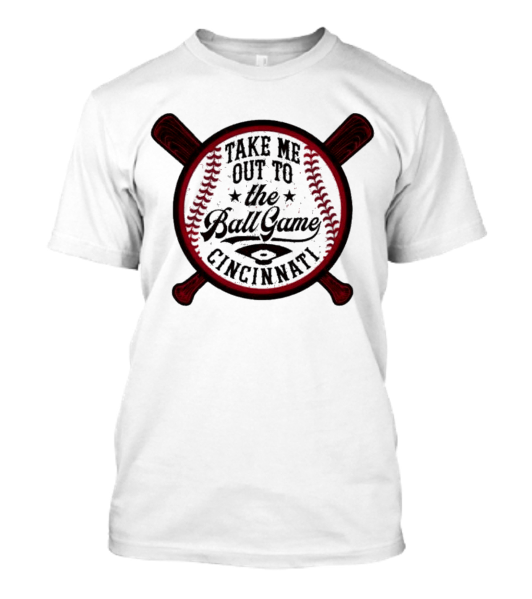 Cincinnati Take Me Out To The Ball Game Baseball Crossed Bats T-Shirt