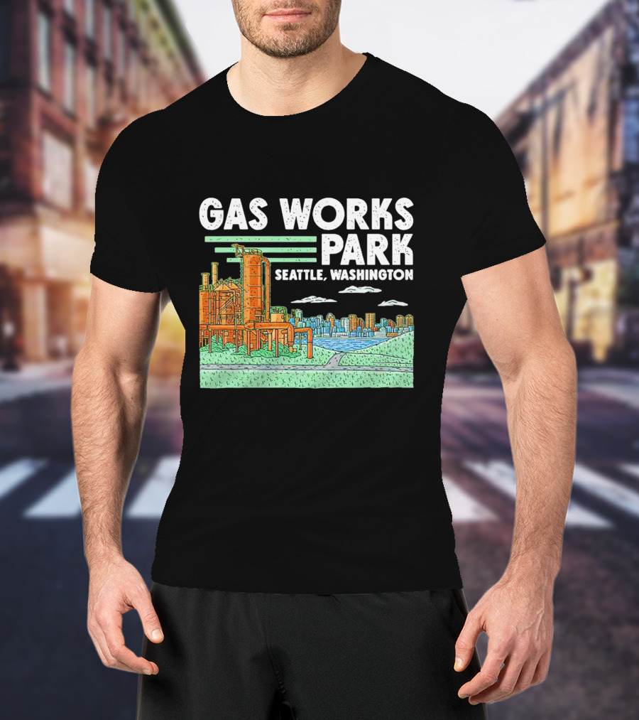 Gas Works Park Seattle Washington Industrial Landmark Skyline T-Shirt