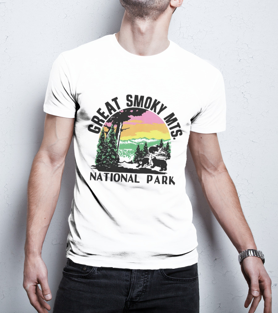 Great Smoky Mts National Park Sunset With Forest And Bears T-Shirt