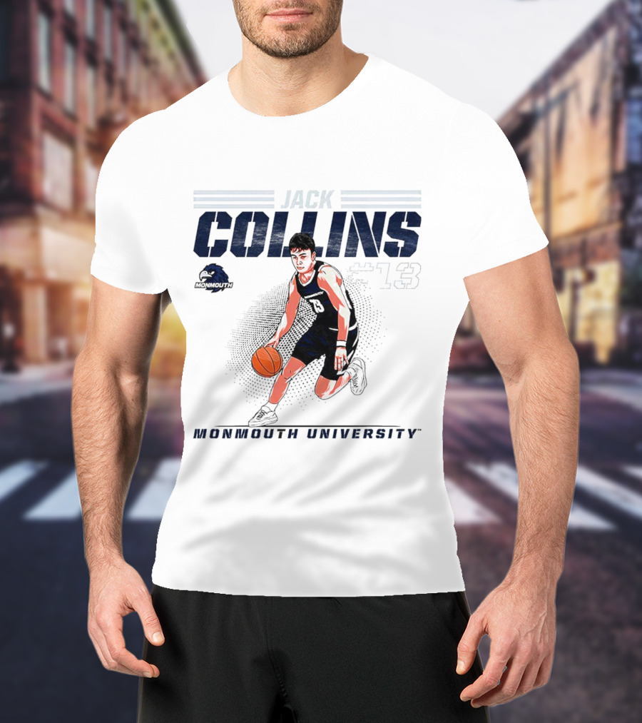 Jack Collins Monmouth University Basketball Number 13 Caricature T-Shirt