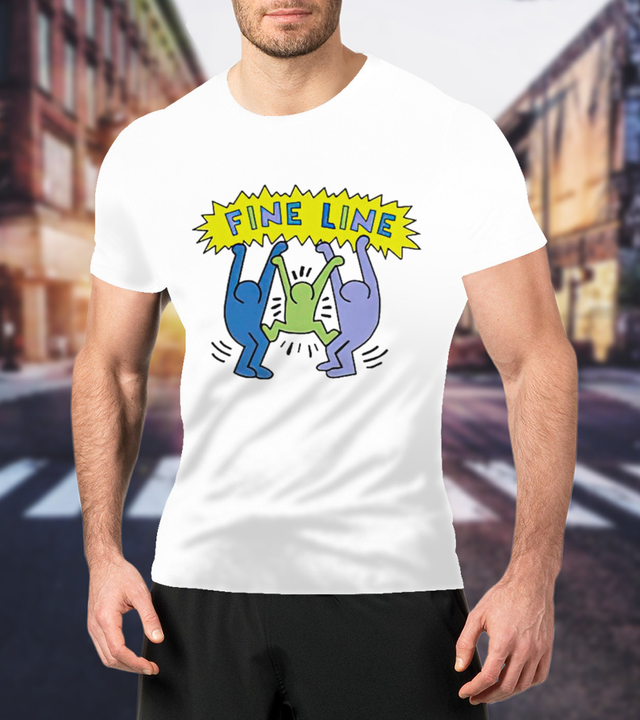 Fine Line Colorful Figures In Haring T-Shirt