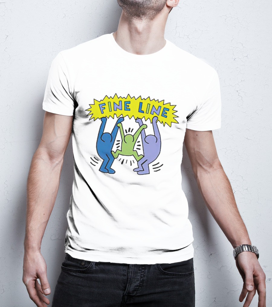 Fine Line Colorful Figures In Haring T-Shirt