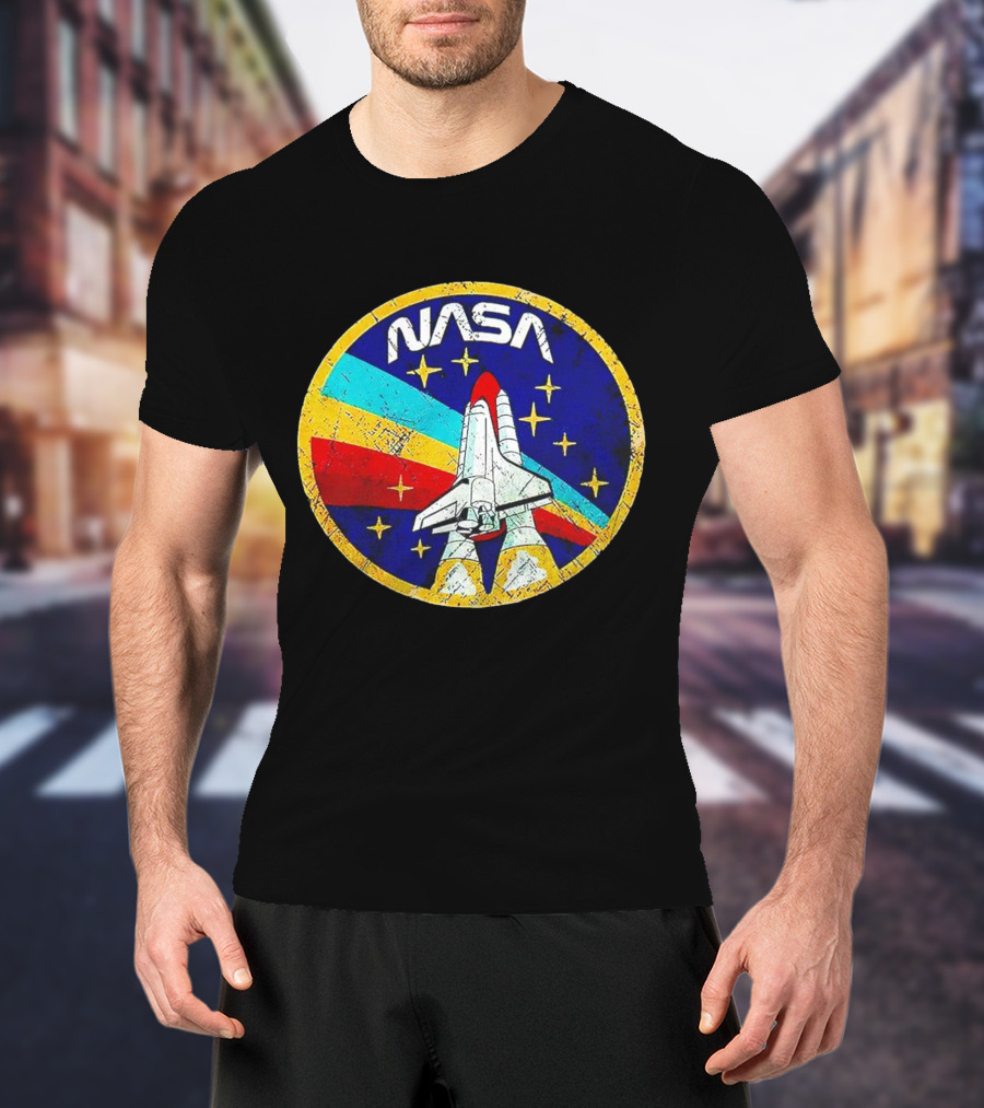 NASA Logo Space Shuttle Retro Rocket Stars T-Shirt