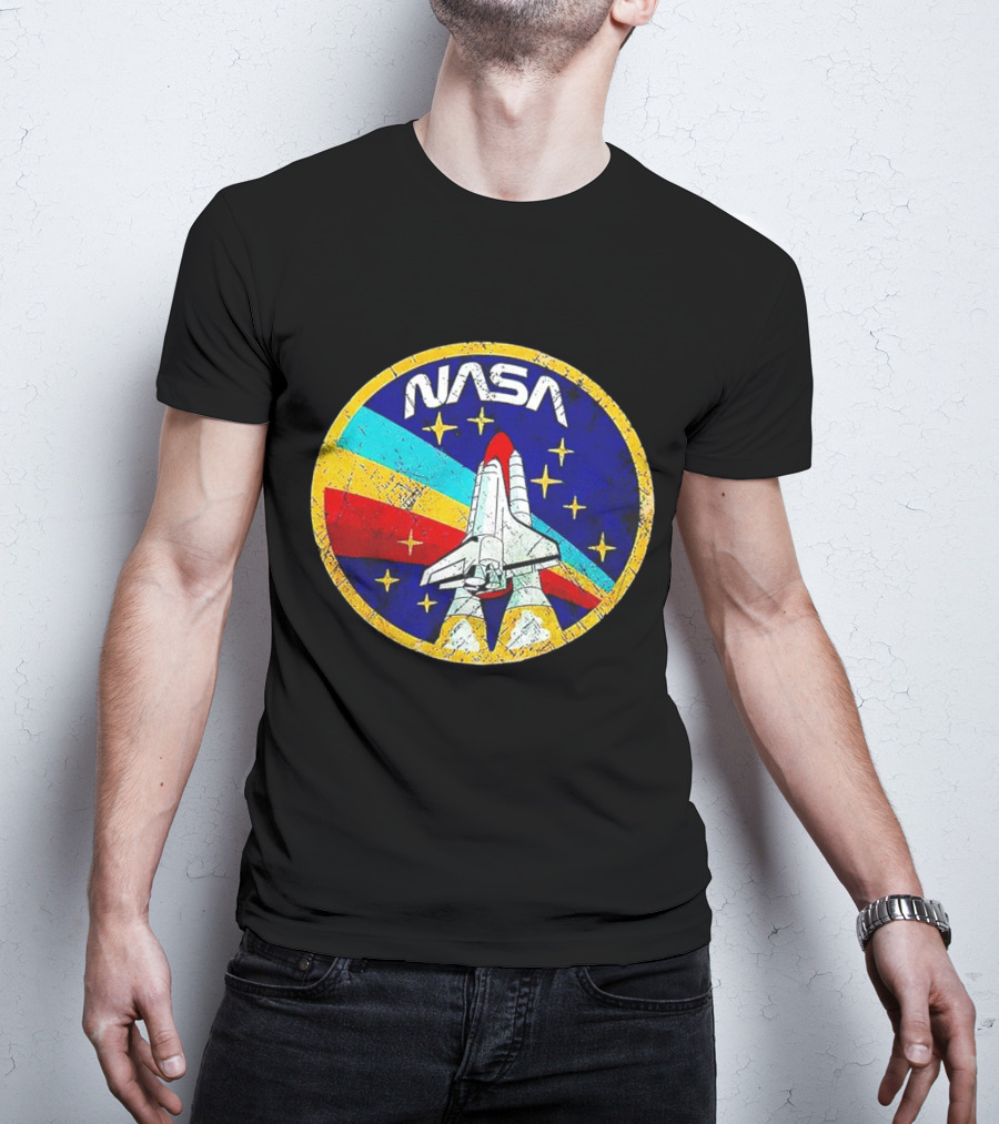 NASA Logo Space Shuttle Retro Rocket Stars T-Shirt