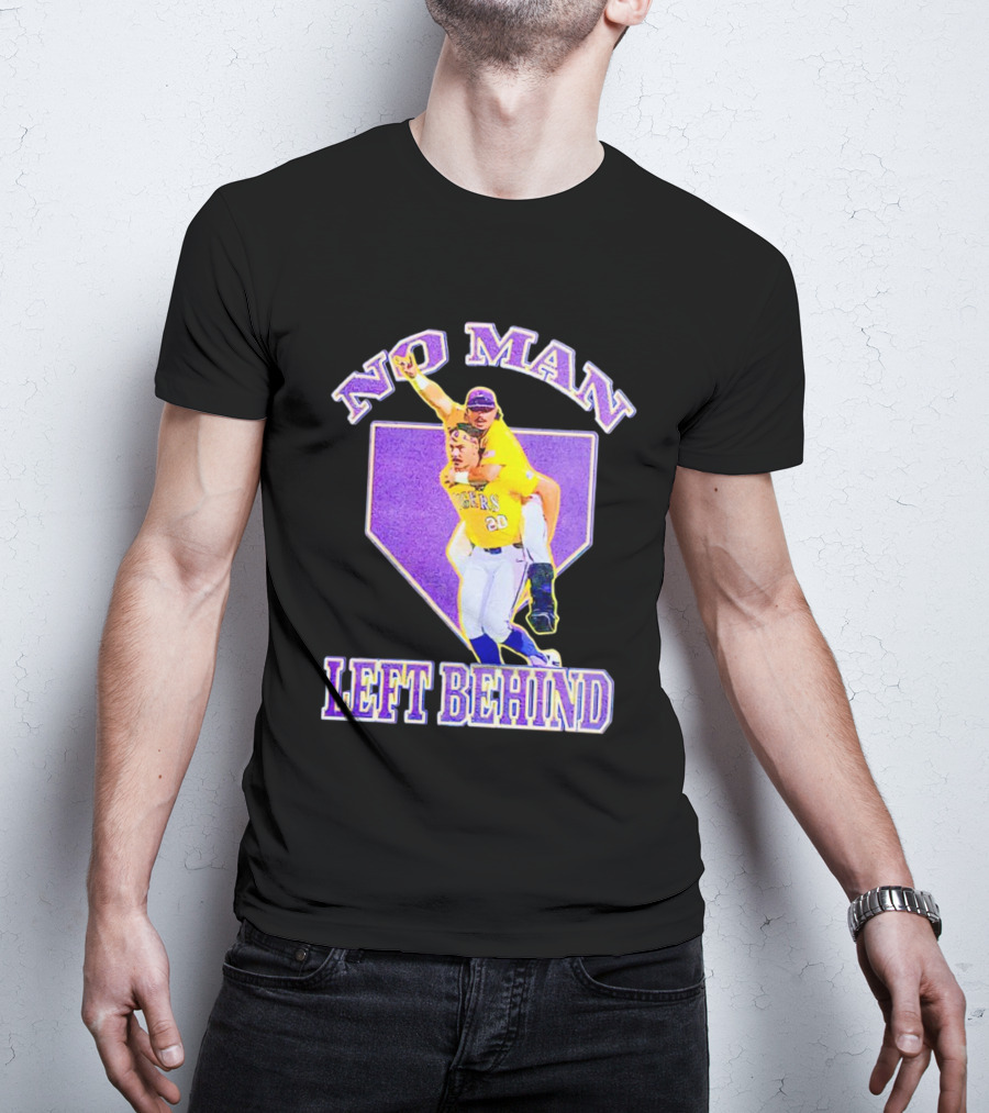 No Man Left Behind LSU Tigers Baseball Team Spirit T-Shirt