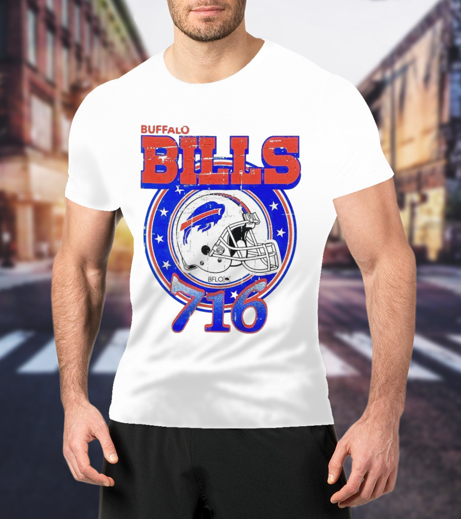 Buffalo Bills Bflo 716 Day Celebration Helmet Stars T-Shirt