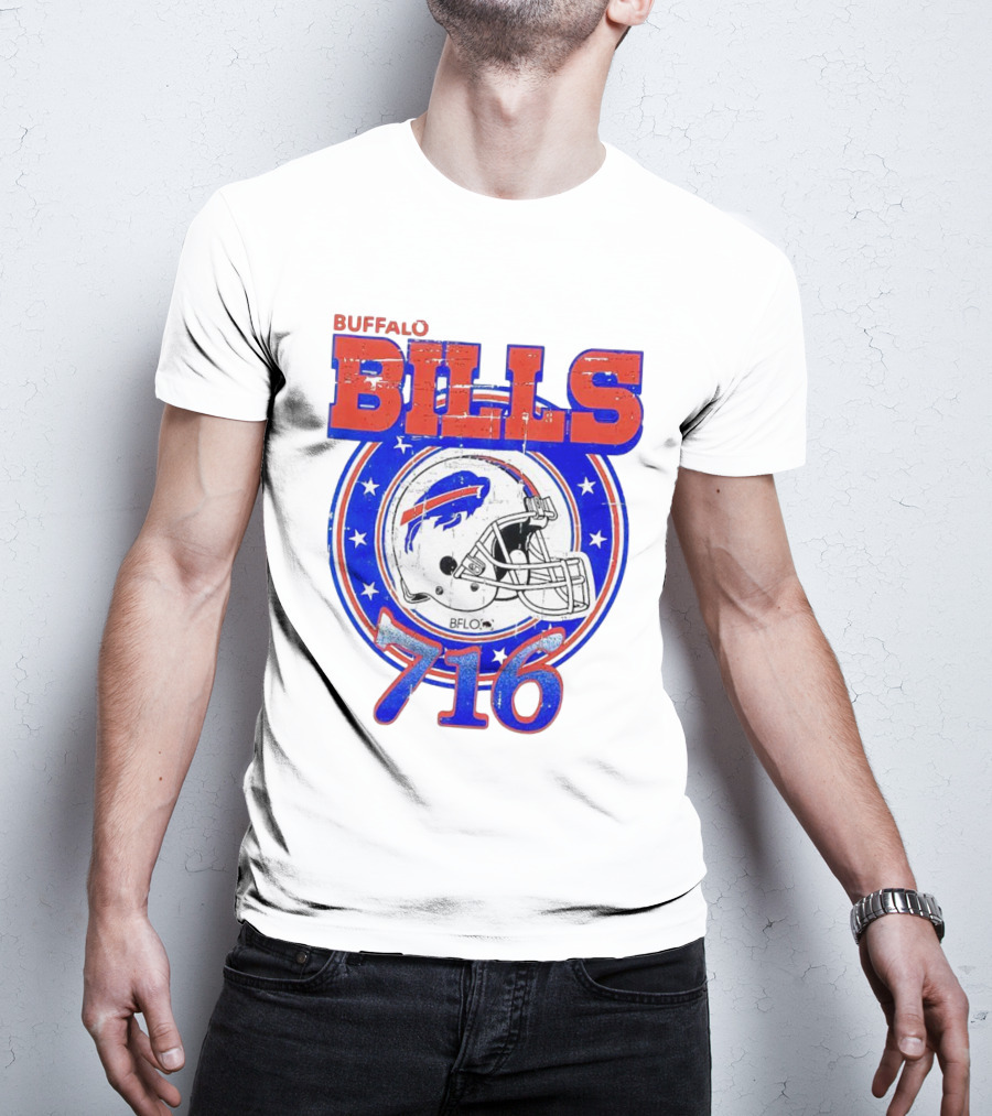 Buffalo Bills Bflo 716 Day Celebration Helmet Stars T-Shirt